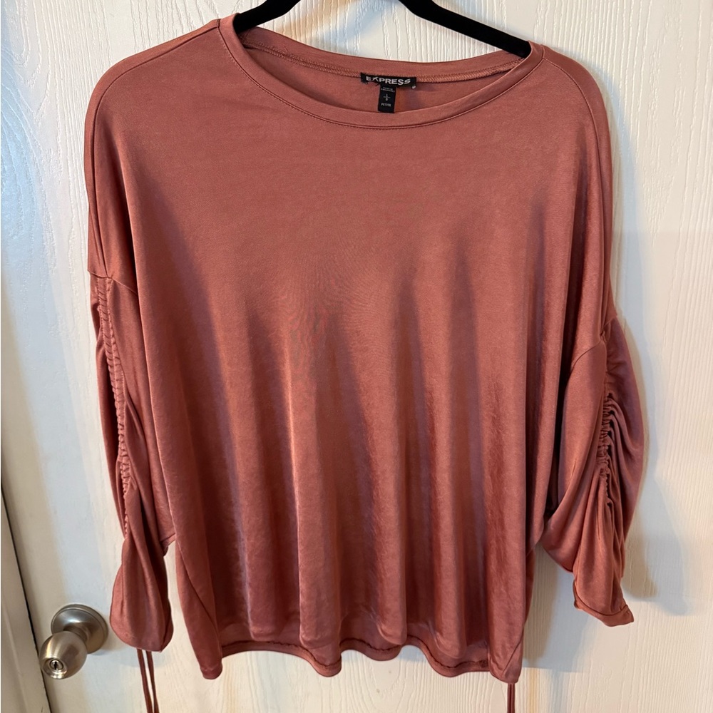 Express Women's Dusty Rose Drawstring Sleeve Top